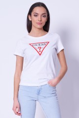 T-shirt biały z logo GUESS