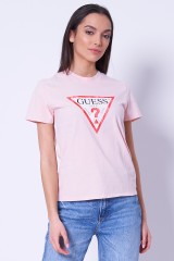 T-shirt różowy z logo GUESS