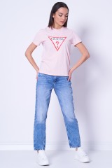 T-shirt różowy z logo GUESS