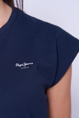 T-shirt granatowy z logo BLOOM PEPE JEANS