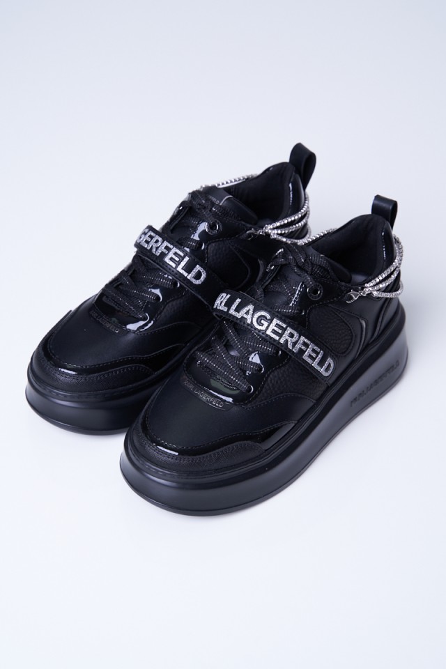 Sneakersy skórzane czarne KARL LAGERFELD