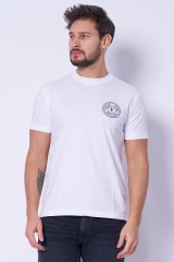 T-shirt biały z logo VEBLEM RUBB VERSACE JEANS COUTURE