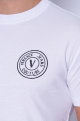 T-shirt biały z logo VEBLEM RUBB VERSACE JEANS COUTURE