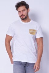 T-shirt biały PIECE TEXT FOIL VERSACE JEANS COUTURE