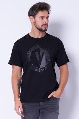 T-shirt czarny z nadrukiem VERSACE JEANS COUTURE