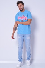 T-shirt niebieski z nadrukiem COLLEGE POP TOMMY JEANS