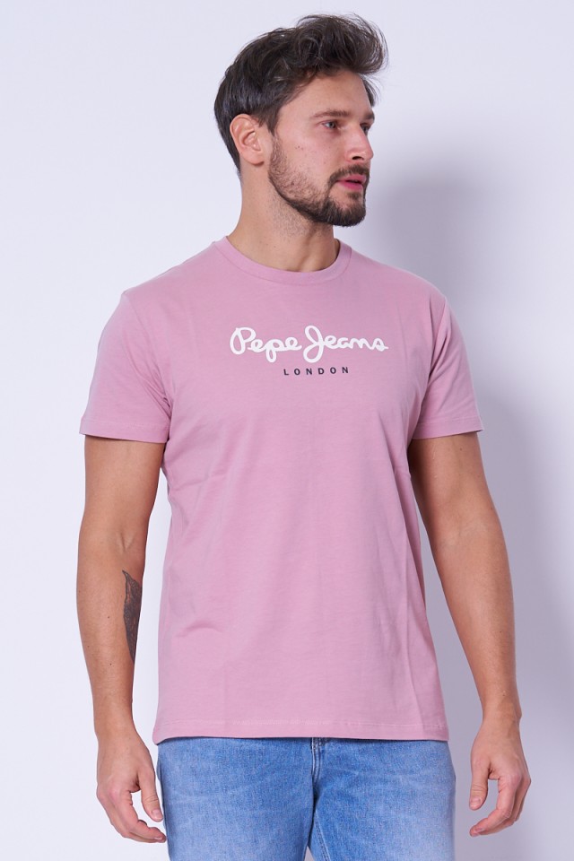 T-shirt różowy z nadrukiem EGGO PEPE JEANS
