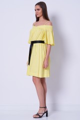 Sukienka zółta z paskiem KARL LAGERFELD