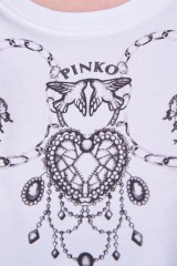 T-shirt biały z nadrukiem TEMATICO PINKO