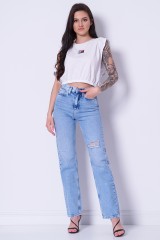 T-shirt biały CROP ELASTICATED BADGE TOMMY JEANS
