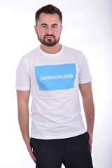 T-shirt INSTITUTIONAL BOX LOGO REG TEE WHITE/BLUE CALVIN KLEIN JEANS