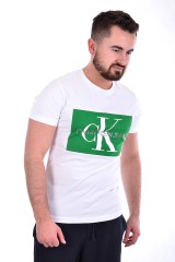 T-shirt MONOGRAM BOX LOGO SLIM SS TEE WHITE/GREEN CALVIN KLEIN JEANS