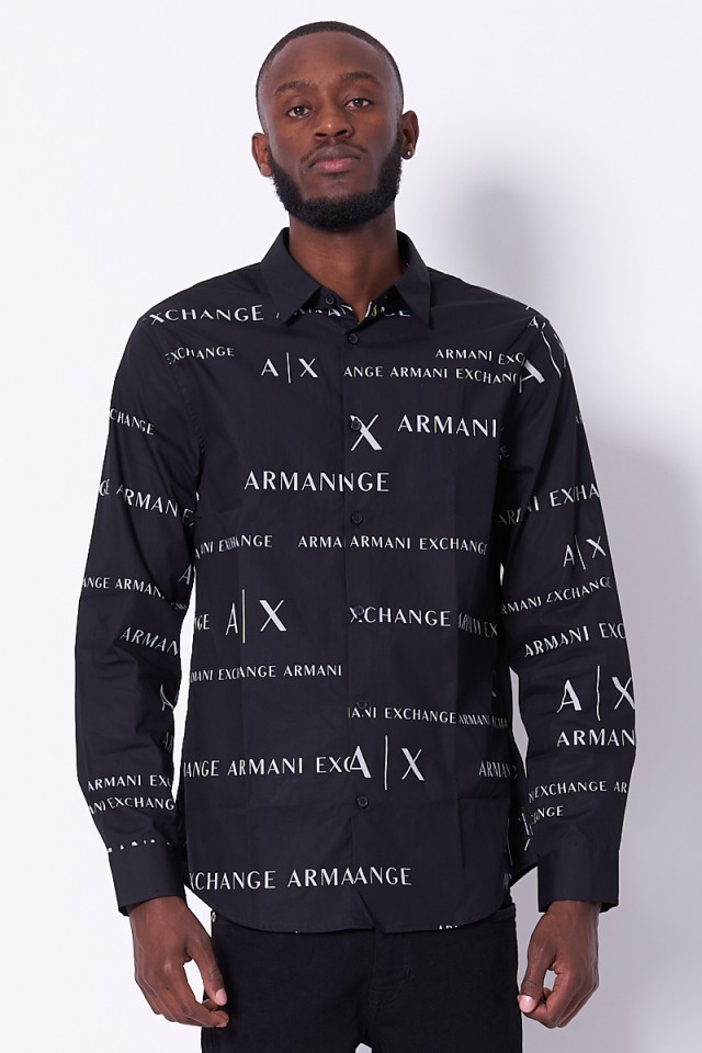 Koszula logowana czarna ARMANI EXCHANGE