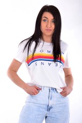 T-shirt TJW MULTICOLOR LINE LOGO TEE WHITE TOMMY JEANS