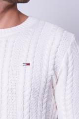 Sweter kremowy REG CABLE SWEATER TOMMY JEANS