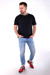 T-shirt HEATHER BRANDED COLLAR TEE BLACK TOMMY JEANS