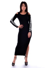 Sukienka LONG LOGO PRINT BLACK GUESS
