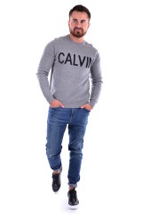 Sweter COMBED COTTON LOGO GREY CALVIN KLEIN JEANS