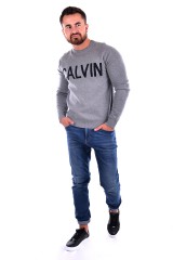Sweter COMBED COTTON LOGO GREY CALVIN KLEIN JEANS